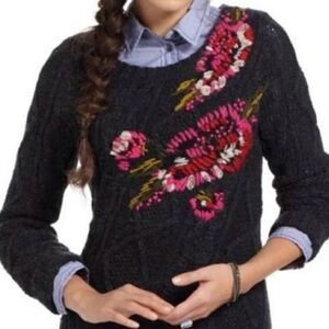 Anthropologie | Leifnotes Abstract Garden Wool Blend Embroidered Sweater (S)